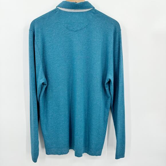 Ted Baker Men's Yamway Modern Slim Fit Long Sleeve Polo in Teal Size 6 / XXL‎ - Picture 3 of 8